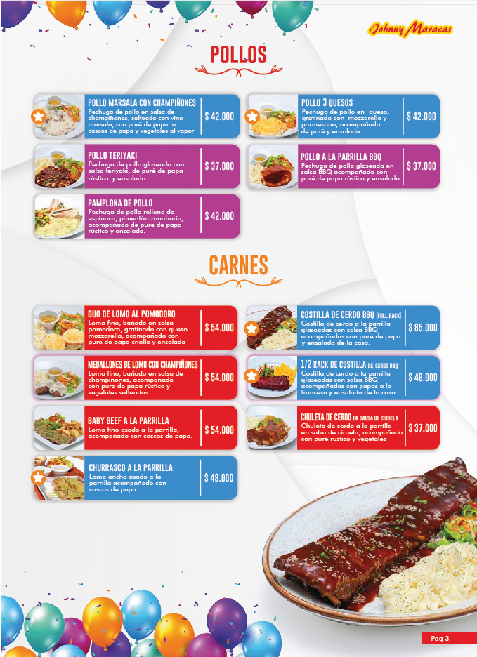 menu Johnny Maracas